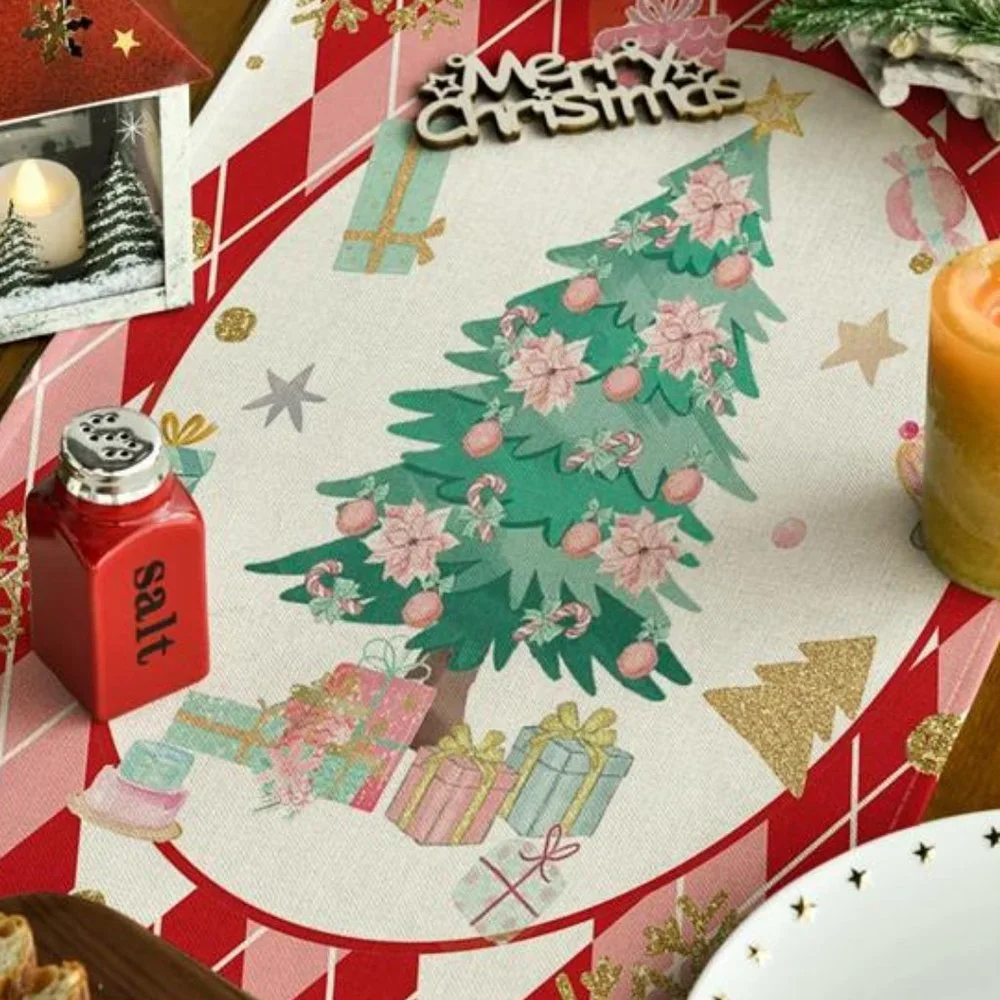 Nutcracker Table Runner Christmas Decor Red Decorative Cloth Holiday Decoration